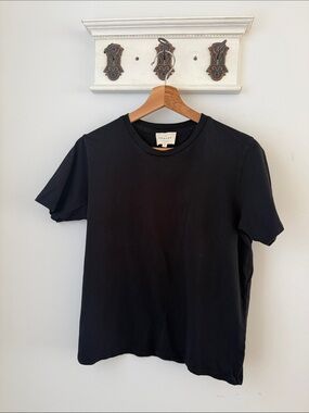 Sezane Black 100% Cotton Short-Sleeve Crew Tee - Classic Fit